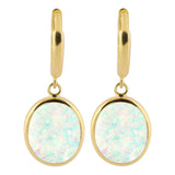 14k Gold | Large White Opal Dangle Earrings