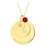 14k Gold | Personalized Round Disc - Circle Medal Necklace