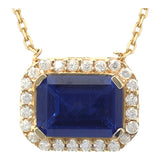 14k Gold | Blue Sapphire Baguette Cut Necklace