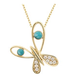 14k Gold | Enamel & Ubic Zirconia Butterfly Necklace