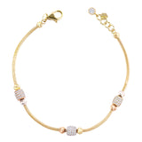 14k Gold | Foxtail Bracelet with CZ Paved Beads