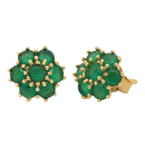 14k Gold | Emerald Hexagon Flower Stud Earrings