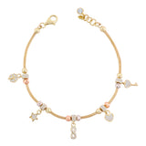 14k Gold | Charm & Franco Mesh Chain Bracelet