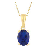 14k Gold | Sapphire Oval Necklace