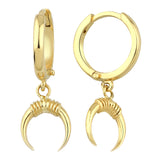 14k Gold | Dangling Crescent Drop Earrings