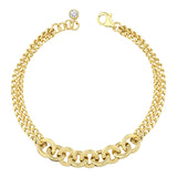 14k Gold | Circle Link & Double Curb Chain Bracelet