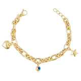 14K Gold | Evil Eye & Charm Bracelet