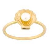 14k Gold | Pearl in Seashell Ring