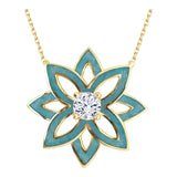 14k Gold | Colorful Lotus Necklace