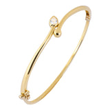 14k Gold | Curved Bangle with Gemstone