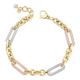 14k Gold | Multi Color Paperclip & Round Link Bracelet