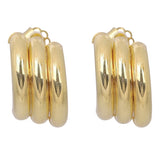 14k Gold | Tri Semi Circles Earrings