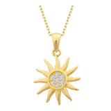 14K Gold | Pave Sun Pendant Necklace