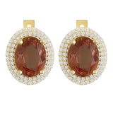 14k Gold | Diaspore Paved Oval Earrings