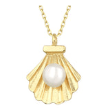 14k Gold | Pearl in Sea Shell Necklace