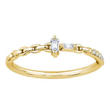 8k - 14k - 18k Gold | Diamond Baguette Chain Ring