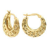 14k Gold | Artistic Hollow Wide Hoop Earrings