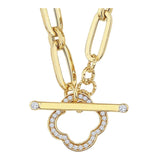 14k Gold | T-Bar Toggle Clasp Oval Paperclip Necklace