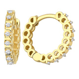 14k Gold | Surface Prong Setting CZ Gemstone Hoop Earrings