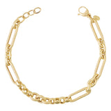 14k Gold | 8mm Hammered Paperclip & Rolo & Oval Link Bracelet