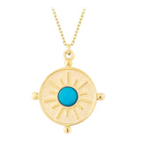 14k Gold | Blue Turquoise Disc Necklace