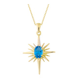 14k Gold | Blue Topaz North Star Necklace