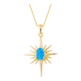 14k Gold | Blue Opal North Star Necklace