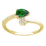 8k - 14k - 18k Gold | 0,45ct Diamond Emerald Ring