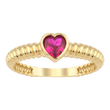 14k Gold | Magenta Zircon Gemstone Heart Ring