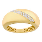 14k Gold | Diagonal Stripe Oval Ring