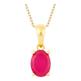 14k Gold | Ruby Oval Necklace