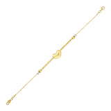 14k Gold | Curb & Cable Chain Bracelet with Puffy Heart