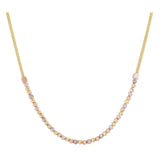 14k Gold | Franco Mesh Chain Beaded Necklace