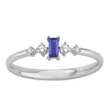 14k Gold | Baguette Cut Sapphire with Diamond Ring