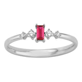 14k Gold | Baguette Cut Red Ruby with Diamond Ring