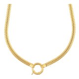 14k Gold | 3mm•4mm•5mm Herringbone Chain Necklace with Sailor Clasp and Charm