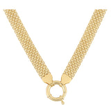 14k Gold | Bismarck Mesh Chain Necklace with Sailor Clasp & Charm