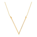 14k Gold | Geometric Chevron V-Shaped Necklace