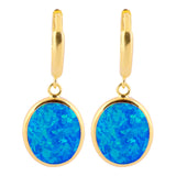 14k Gold | Minimalist Blue Opal Dangle Earrings