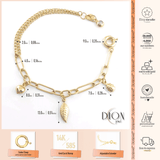 14k Gold | Paperclip & Double Curb Bracelet with Charms