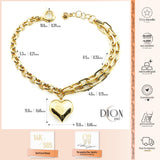 14k Gold | Paperclip & Rolo Chain Bracelet with Heart Charm