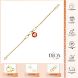 14k Gold | Red Heart Curb Chain & Paperclip Link Bracelet