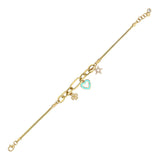 14k Gold | Herringbone Bracelet with Clover & Heart & Star Charms