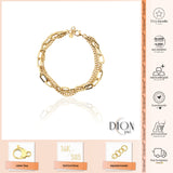 14k Gold | 3 Strand Paperclip & Curb Bracelet