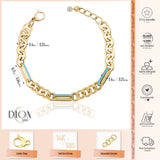 14k Gold | Circle Link Bracelet with Aqua Inlay Paperclip Links