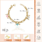 14k Gold | Hammered Oval Links Bracelet with Key, Lock and Star Charms