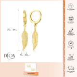 14k Gold | Feather Drop Earrings