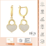 14k Gold | Heart Padlock  Dangle Earrings