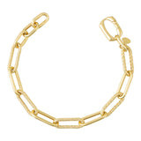 14k Gold | 8mm Hammered Paperclip Bracelet with Buckle Clasp