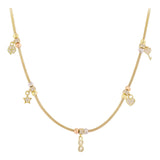 14k Gold | Charm Necklace & Italian Tube Chain Necklace